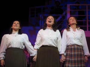 Sinead Coll (centre) with Shirley Adair and Diane Richardson in the 2005 Irish premiere of "Titanic , The Musical"